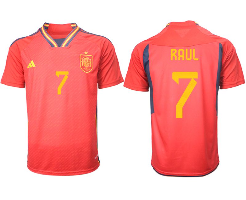 Men 2022 World Cup National Team Spain home aaa version red 7 Soccer Jerseys